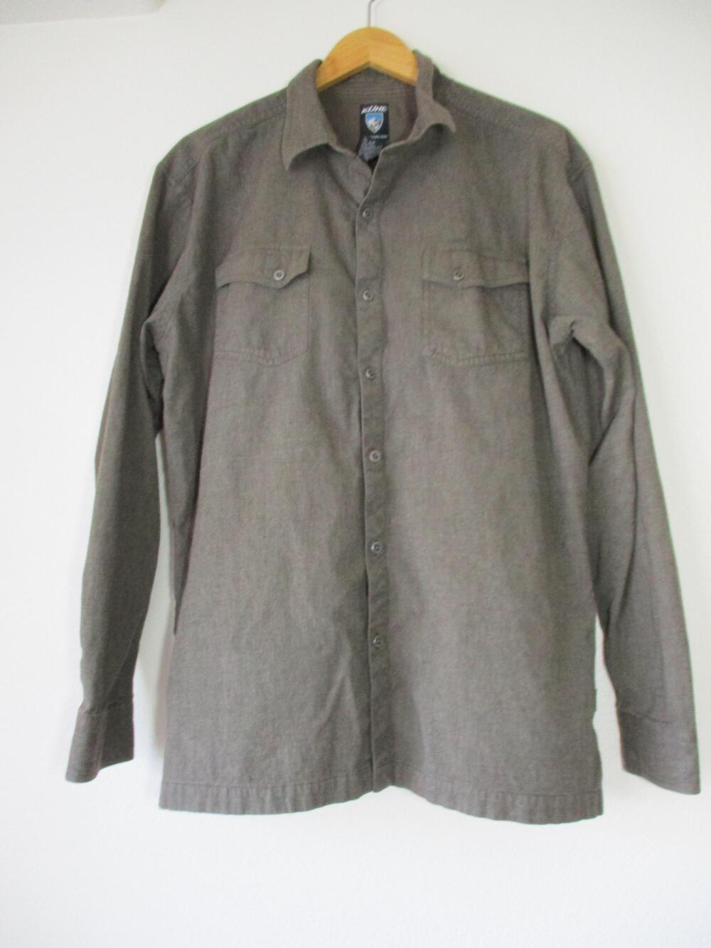 Kuhl Shirt Mens XL Flannel Brown Long Sleeve Button Front Cotton Woven Pockets